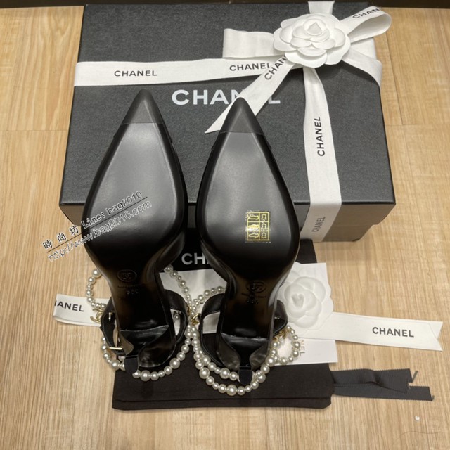 chanel2022最新爆款珍珠涼鞋 香奈兒尖頭平跟涼鞋 dx3351